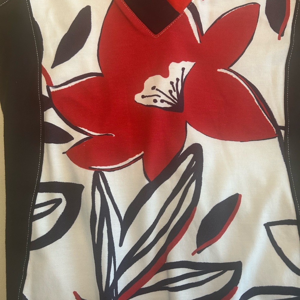 Dolcezza Chic Floral V-Neck Dress in Navy, Red &White   Size XS - Picture 10 of 12